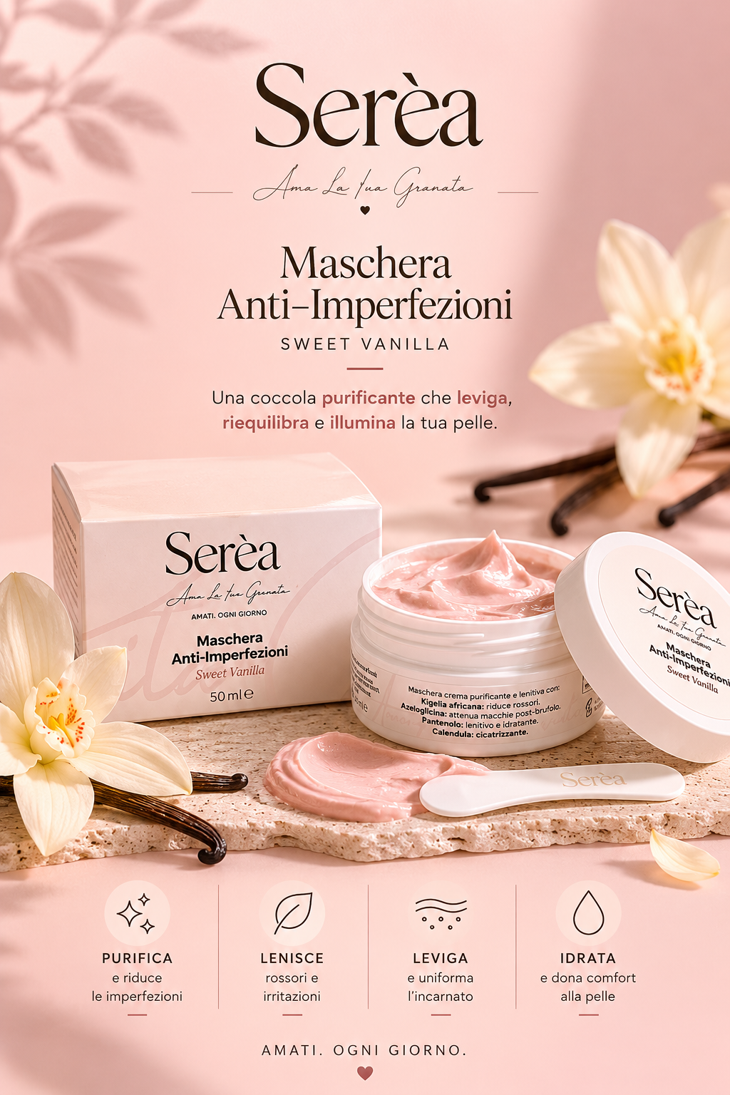 Maschera viso purificante lenitiva - Sweet Vanilla