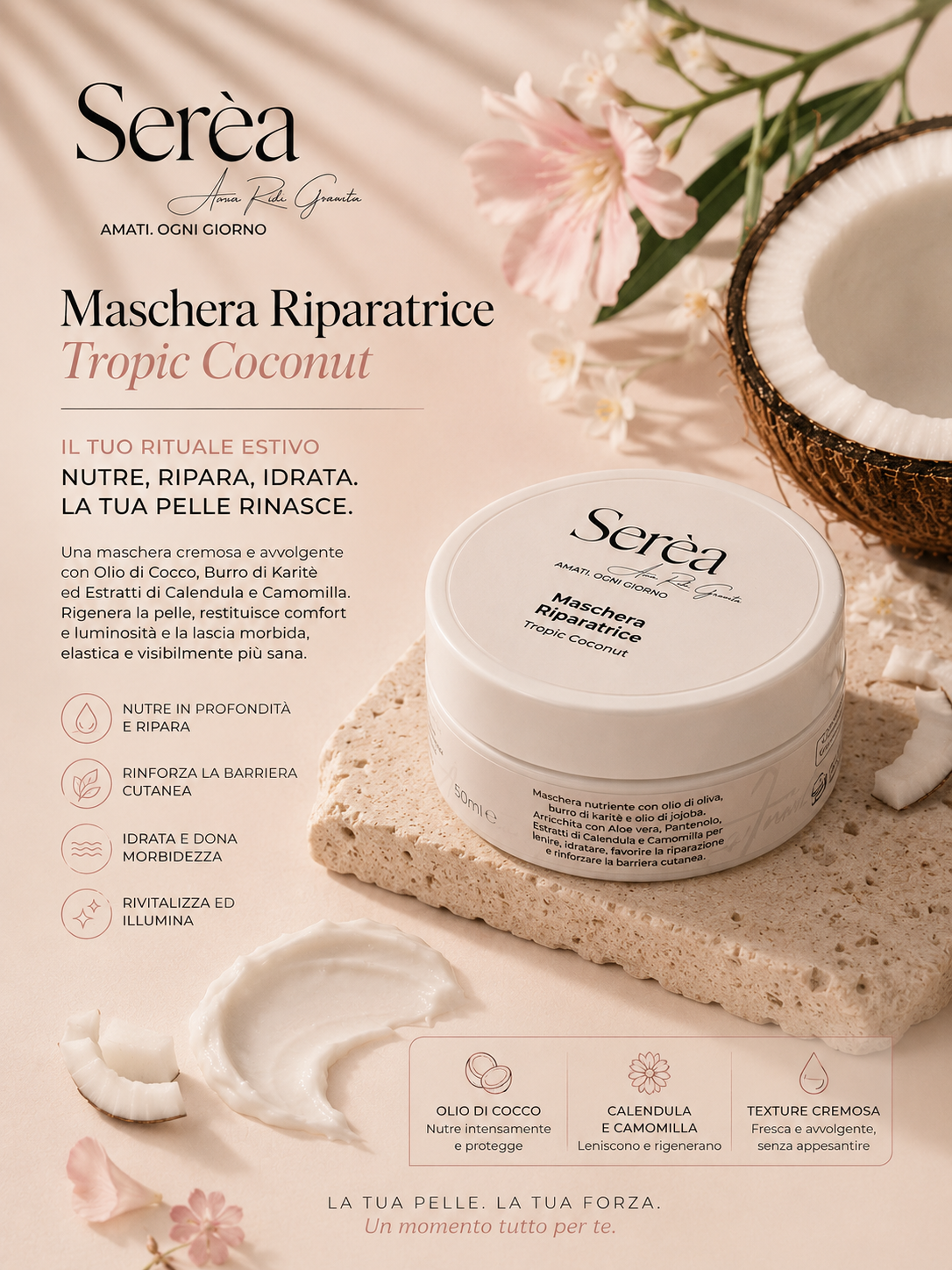 Maschera viso riparatrice - Tropic Coconut